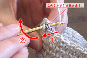 バックこま編み：STEP 04/10