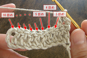 長編みのコースター：STEP 29/46